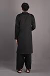 Shop_Bohame_Black Kurta And Pant Cotton Satin Solid Adam Textured Bundi & Set _at_Aza_Fashions