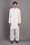 Buy_Bohame_Off White Salwar Tencel Solid Mateo Textured Bundi And Kurta Set _at_Aza_Fashions