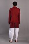 Shop_Bohame_Maroon Tulip Salwar Cotton Satin Solid Daniel Textured Bundi And Kurta Set _at_Aza_Fashions