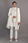 Buy_Bohame_Off White Sherwani And Loafers Terry Wool Hand Embroidery Oakley & Kurta Set_at_Aza_Fashions