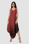 Buy_Babita Malkani_Red Organic Cotton Silk Lining Lycra Asymmetric Dress _at_Aza_Fashions