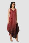 Babita Malkani_Red Organic Cotton Silk Lining Lycra Asymmetric Dress _Online_at_Aza_Fashions
