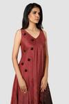 Shop_Babita Malkani_Red Organic Cotton Silk Lining Lycra Asymmetric Dress _Online_at_Aza_Fashions