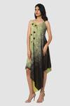 Buy_Babita Malkani_Black Organic Cotton Silk Lining Lycra Tie Dye Asymmetric Dress _Online_at_Aza_Fashions