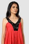 Shop_Babita Malkani_Red Organic Cotton Silk Lining Lycra Cowl Draped Tie Dye Jumpsuit _Online_at_Aza_Fashions