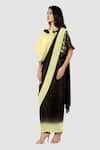 Babita Malkani_Yellow Organic Cotton Silk Lining Lycra Draped Saree _Online_at_Aza_Fashions