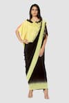 Buy_Babita Malkani_Yellow Organic Cotton Silk Lining Lycra Draped Saree _at_Aza_Fashions