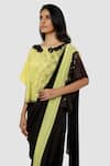 Buy_Babita Malkani_Yellow Organic Cotton Silk Lining Lycra Draped Saree _Online_at_Aza_Fashions