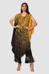 Buy_Babita Malkani_Yellow Organic Cotton Silk Lining Lycra Tie Dye Draped Tunic And Pant Set _at_Aza_Fashions