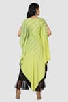 Shop_Babita Malkani_Green Organic Cotton Silk Lining Lycra Tie Dye Draped Tunic And Pant Set _at_Aza_Fashions