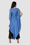 Shop_Babita Malkani_Blue Organic Cotton Silk Lining Lycra Tie Dye Draped Tunic And Pant Set _at_Aza_Fashions