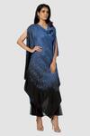 Buy_Babita Malkani_Blue Organic Cotton Silk Lining Lycra Tie Dye Draped Tunic And Pant Set _at_Aza_Fashions