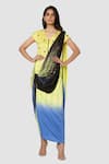 Buy_Babita Malkani_Yellow Organic Cotton Silk Lining Lycra Pre-draped Saree _at_Aza_Fashions