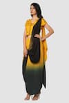 Buy_Babita Malkani_Yellow Organic Cotton Silk Lining Lycra Draped Saree _Online_at_Aza_Fashions