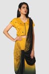 Shop_Babita Malkani_Yellow Organic Cotton Silk Lining Lycra Draped Saree _Online_at_Aza_Fashions