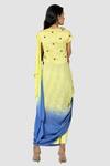 Shop_Babita Malkani_Yellow Organic Cotton Silk Lining Lycra Pre-draped Saree _at_Aza_Fashions