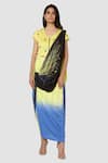 Buy_Babita Malkani_Yellow Organic Cotton Silk Lining Lycra Pre-draped Saree _Online_at_Aza_Fashions