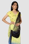 Shop_Babita Malkani_Yellow Organic Cotton Silk Lining Lycra Pre-draped Saree _Online_at_Aza_Fashions