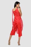 Shop_Babita Malkani_Red Organic Cotton Silk Lining Lycra Leheriya Draped Pant Saree _at_Aza_Fashions