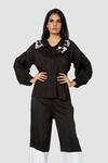 Buy_Babita Malkani_Black Lycra Organic Cotton Silk Colorblock Top And Pant Set_Online_at_Aza_Fashions