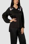 Babita Malkani_Black Lycra Organic Cotton Silk Colorblock Top And Pant Set_at_Aza_Fashions