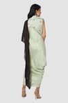 Shop_Babita Malkani_Green Organic Cotton Silk Lining Lycra Draped Sarong Saree _at_Aza_Fashions