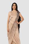 Shop_Babita Malkani_Beige Organic Cotton Silk Lining Lycra Draped Sarong Saree _Online_at_Aza_Fashions