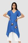 Buy_Babita Malkani_Blue Organic Cotton Silk Asymmetric Tunic And Pant Set_at_Aza_Fashions