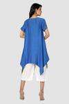 Shop_Babita Malkani_Blue Organic Cotton Silk Asymmetric Tunic And Pant Set_at_Aza_Fashions