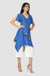 Babita Malkani_Blue Organic Cotton Silk Asymmetric Tunic And Pant Set_Online_at_Aza_Fashions