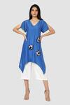 Buy_Babita Malkani_Blue Organic Cotton Silk Asymmetric Tunic And Pant Set_Online_at_Aza_Fashions