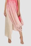Babita Malkani_Pink Organic Cotton Silk Lining Lycra One Shoulder Draped Dress _at_Aza_Fashions