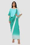 Buy_Babita Malkani_Blue Organic Cotton Silk Lining Lycra Draped Saree _at_Aza_Fashions