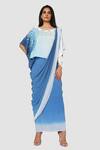 Buy_Babita Malkani_Blue Organic Cotton Silk Lining Lycra Draped Saree _at_Aza_Fashions