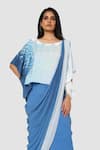 Shop_Babita Malkani_Blue Organic Cotton Silk Lining Lycra Draped Saree _Online_at_Aza_Fashions