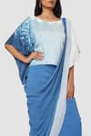 Babita Malkani_Blue Organic Cotton Silk Lining Lycra Draped Saree _at_Aza_Fashions