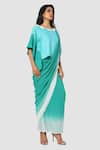 Babita Malkani_Blue Organic Cotton Silk Lining Lycra Draped Saree _Online_at_Aza_Fashions