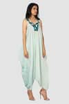 Babita Malkani Blue Organic Cotton Silk Lining Lycra Cowl Draped Tie Dye Jumpsuit Online at Aza Fashions Babita Malkani_Blue Organic Cotton Silk Lining Lycra Cowl Draped Tie Dye Jumpsuit_Online_at_Aza_Fashions