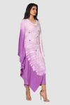 Babita Malkani_Purple Organic Cotton Silk Lining Lycra Tie Dye Draped Tunic And Pant Set _Online_at_Aza_Fashions