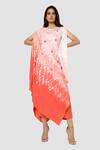 Buy_Babita Malkani_Peach Organic Cotton Silk Lining Lycra Tie Dye Draped Tunic And Pant Set _at_Aza_Fashions