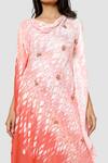 Shop_Babita Malkani_Peach Organic Cotton Silk Lining Lycra Tie Dye Draped Tunic And Pant Set _Online_at_Aza_Fashions