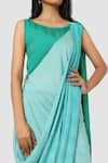 Shop_Babita Malkani_Blue Organic Cotton Silk Lining Lycra Draped Sarong Saree _Online_at_Aza_Fashions