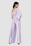 Shop_Babita Malkani_Purple Organic Cotton Silk Lining Lycra One Shoulder Jumpsuit With Cape _at_Aza_Fashions