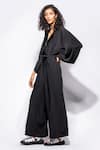 Buy_Corpora Studio_Black Marazzo Silk V Neck Jumpsuit  _at_Aza_Fashions