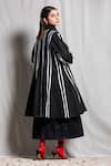 Shop_Corpora Studio_Black Cotton Shawl Lapel Striped Jacket _at_Aza_Fashions