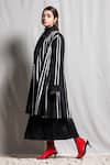 Buy_Corpora Studio_Black Cotton Shawl Lapel Striped Jacket _Online_at_Aza_Fashions