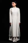 Shop_Corpora Studio_White Crepe High Neck Pleated Dress _at_Aza_Fashions