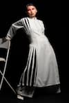 Corpora Studio_White Crepe High Neck Pleated Dress _Online_at_Aza_Fashions