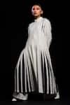 Shop_Corpora Studio_White Crepe High Neck Pleated Dress _Online_at_Aza_Fashions