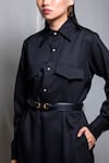 Buy_Corpora Studio_Black Crepe Shirt Collar Dress _Online_at_Aza_Fashions